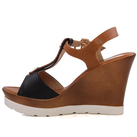 Unze Womens Fila Platform Wedge Sandals Uk Size 3 8 Black Ebay