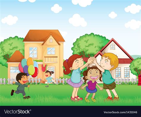 Children Playing Outside Royalty Free Vector Image
