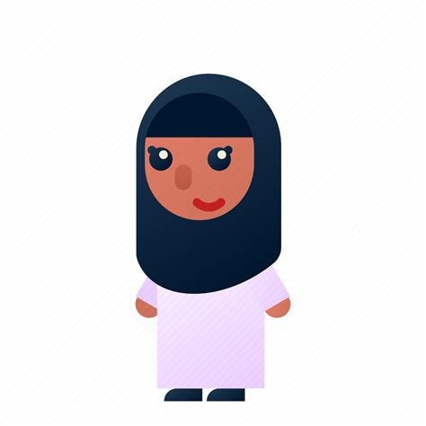 Female Malayan Skin Diversity Nationality Racial Arab Muslim Icon
