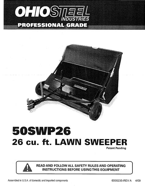 Ohio Steel 50swp26 1207018l User Manual Lawn Sweeper Manuals And Guides