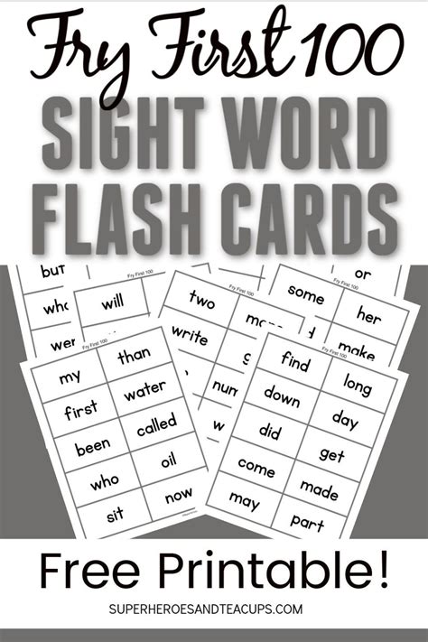 Fry Sight Word Flash Cards Free Printable Learning Ideas For Parents