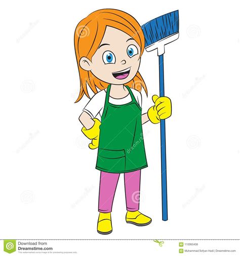 Professional home cleaning services window washing icon household chores icon sweeping person silhouttes cartoon cleaning vector boy in kitchen home cleaning products help at home cleaning icon janitor. Cartoon Girls Clean The House Using A Broom Stock Vector ...