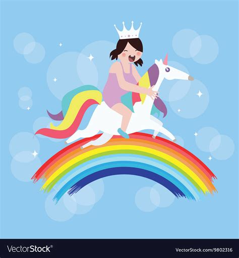 Kids Girls Riding Horse Unicorn Fly Around Rainbow