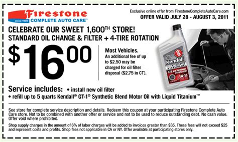 Tire Rotation Oil And Filter Change At Firestone Still Just 16