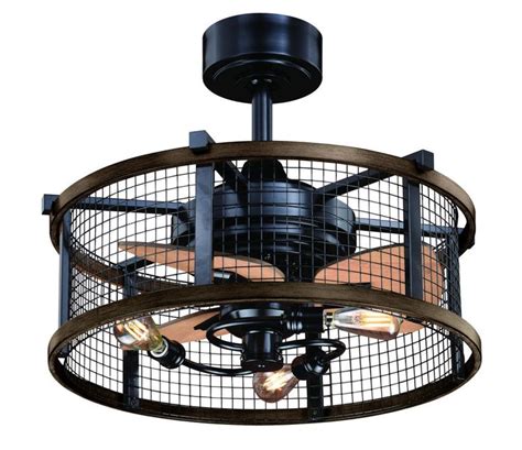Outdoor Lighting Inch Vintage Edison Mesh Cage Fan With Lights