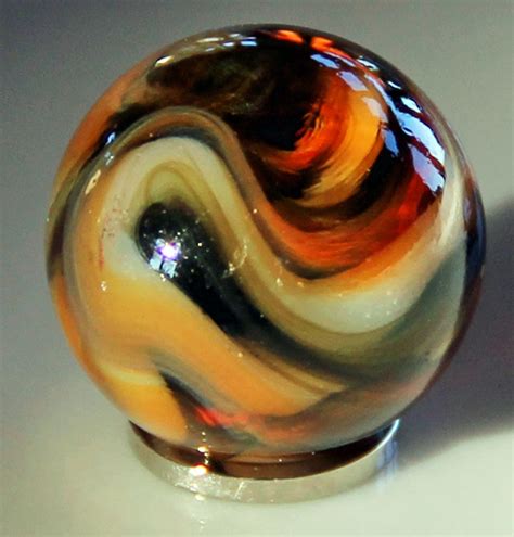 Christensen Agate Company Red Jenny Transparent Striped Swirl Marble