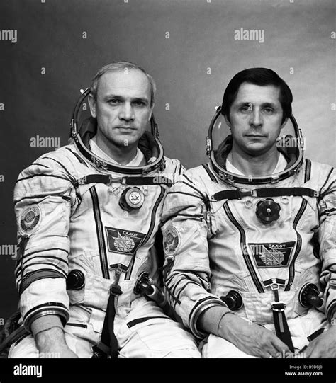 Crew Of The Soyuz T 13 Spacecraft Vladimir Dzhanibekov Left And Viktor