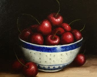 Pears And Cherries Original Oil Painting Still Life By Jane