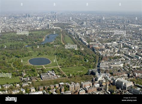 Aerial High Level Oblique View West Of Hyde Park With The Serpentine