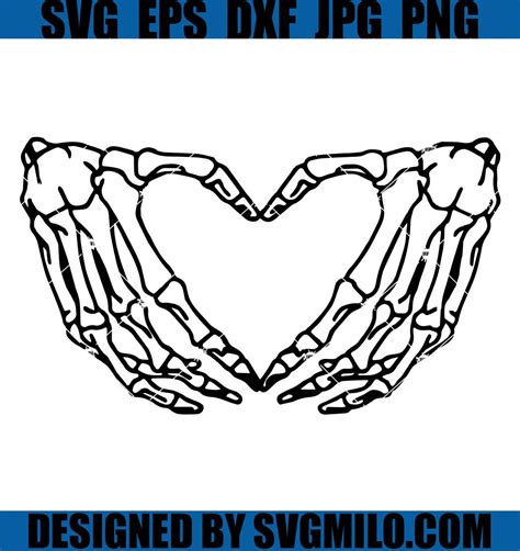 Skeleton Heart Hands Svg Cute Halloween Dainty Minimalist Svg