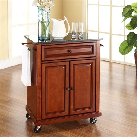 If you are looking for a darker colored material that is very durable, this stone can be. Cherry Portable Kitchen Island Cart w/ Granite Top ...
