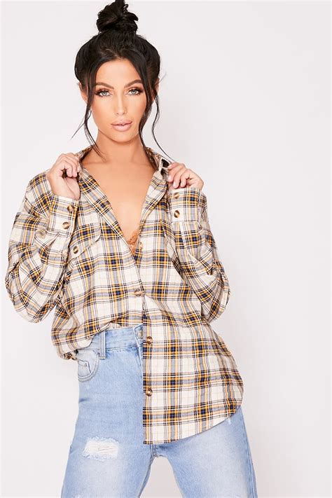 Nude Checked Oversized Shirt In The Style