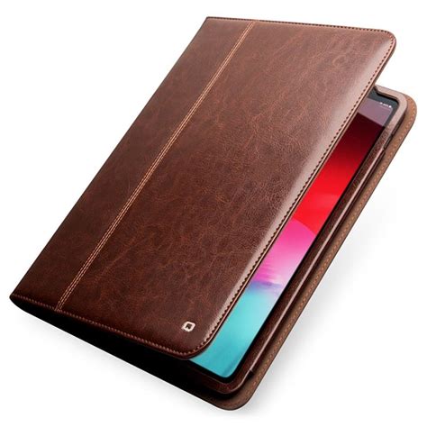 Qialino Ipad Pro 11 Smart Flip Leather Case With Hand Strap Brown