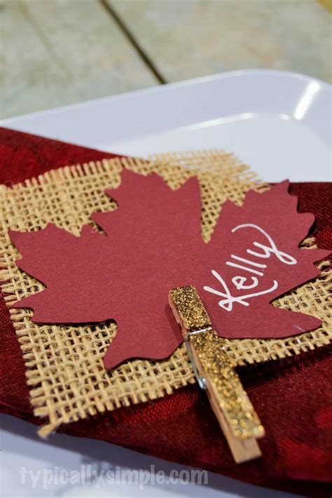 Download our free ecard app. Thanksgiving Place Cards {Burlap & Glitter} - Typically Simple