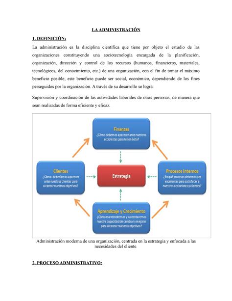 LA Administración Definicion estrategias y proceso administrativo LA ADMINISTRACIÓN Studocu