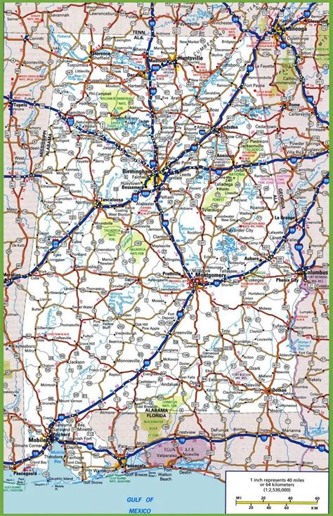 Alabama Road Map Usa Map State Map Of Usa Usa Road Trip Map