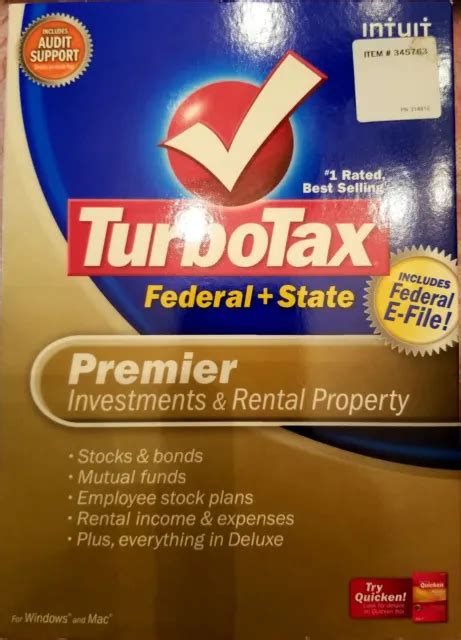TURBOTAX FEDERAL State Premier Investments Rental Property 2008 NEW