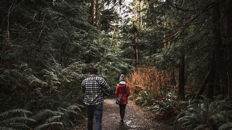 Free Photo Couple Walking In Forest