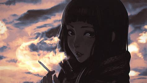Cute Anime Girl Smoking