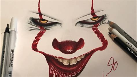 Drawing Pennywise From It In Colored Pencil Prismacolorpennywise