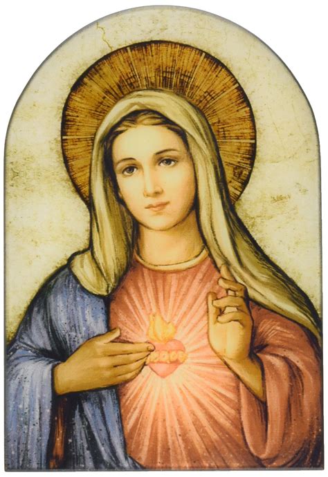 The Immaculate Heart Of Mary Icon Inch Wood Arched Plaque Read