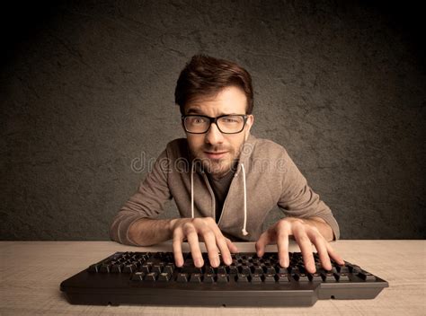 Computer Geek Typing Keyboard Stock Photos Download 407