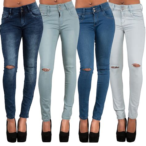 women s jeans new womens ladies white ripped knee skinny slim fit jeans sizes 6 14 clothing