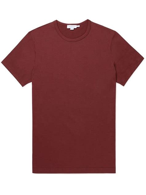 Sunspel Basic T Shirt Claret In Burgundy Modesens Basic Tshirt
