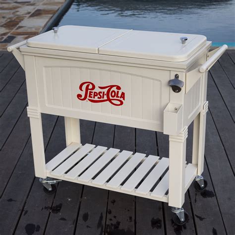 Party patio cooler, handmade with old fence boards and pallets. 80 Qt. Pepsi Antique Patio Rolling Cooler in 2020 | Patio ...