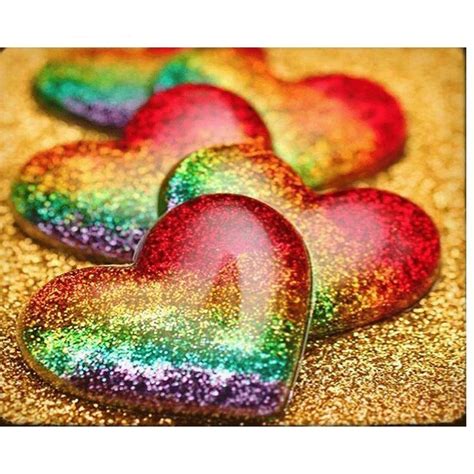 Rainbow Heart Love Diamond Painting Kit Diy Diamond Painting Lovers