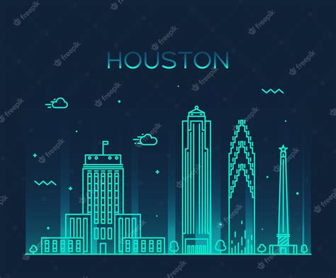 Premium Vector Houston Skyline Detailed Silhouette Trendy Vector