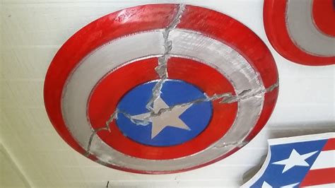 Cracked Captain America Shield Wooden Replica With Adjustable Straps