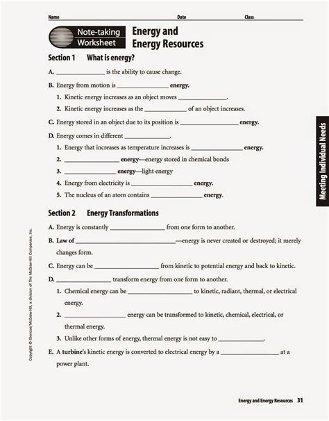 5th Grade Science Worksheets