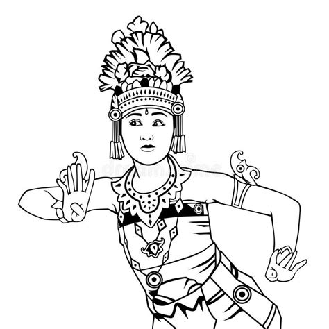 Bali Dancer Line Art Illustration Stock Vector Illustration Of Kuta