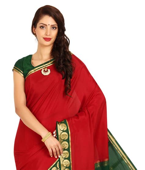 Kaushika Sarees Green And Red Mysore Silk Saree Buy Kaushika Sarees