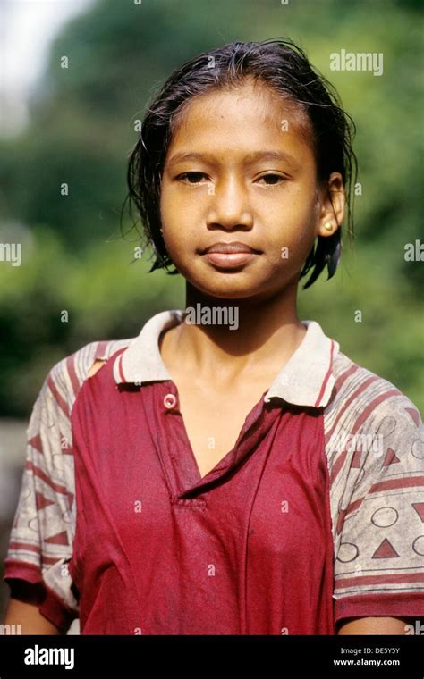 Indonesian Little Girl Sumatra Island Republic Of Indonesia Stock