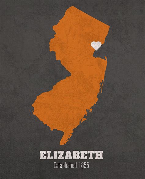 Elizabeth New Jersey City Map Founded 1855 Princeton University Color