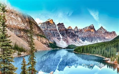 Download Wallpapers Moraine Lake Summer Banff Hdr Mountains Lakes