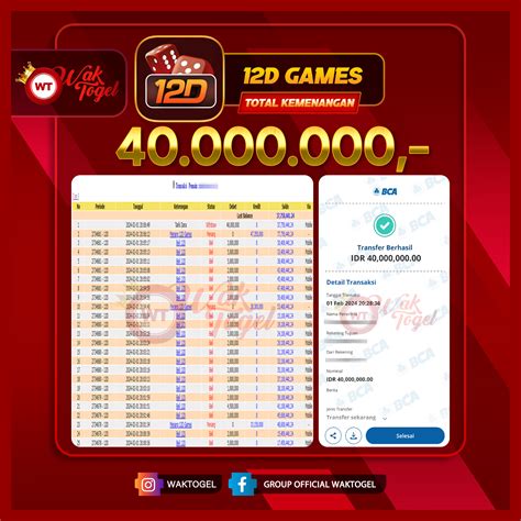 BUKTI PEMBAYARAN 12D GAMES WAKTOGEL Rp. 40.000.000