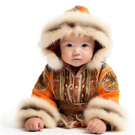 Premium Ai Image Tuvan Infant In Traditional Baby Outfit