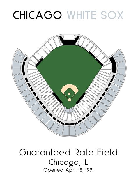 Chicago White Sox Mlb Stadium Map Ballpark Map Baseball Etsy Uk