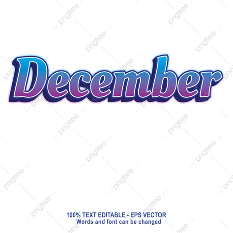 Blue Text Effect Vector Png Images December Blue Text Effect December