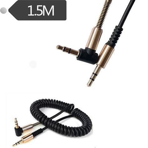 Coiled 35mm Aux Cable Mini Jack To Jack Male Audio Auxiliary Lead Pc