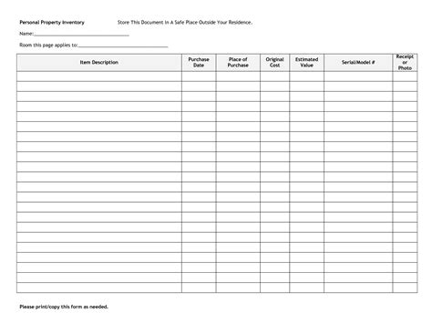 Personal Asset Inventory Spreadsheet Intended For Business Personal