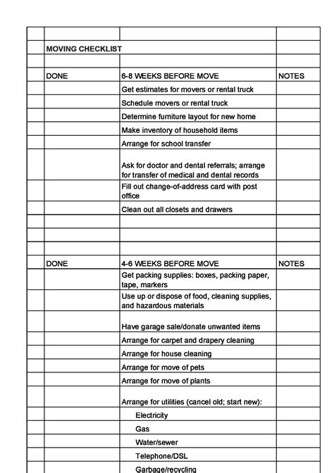 Printable Move Out Checklist