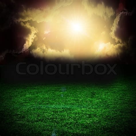 Storm Dark Clouds Over Field With Grass Stock Image Colourbox
