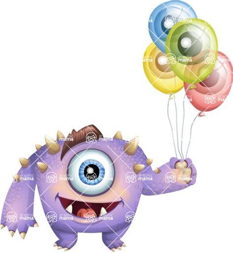 Cute Crazy Monster Cartoon Vector Character Balloons Graphicmama