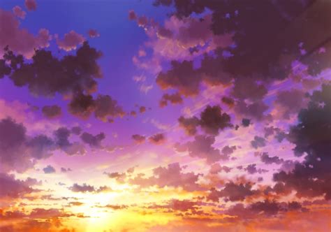 Wallpaper Anime Sky Sunset Clouds Wallpapermaiden