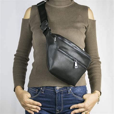 There are various colors and designs as well as materials of such bags. Women's Black Double Zippered Belt Large Waist Bag