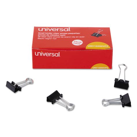 Universal Binder Clips Small Blacksilver 36pack Janeice Products